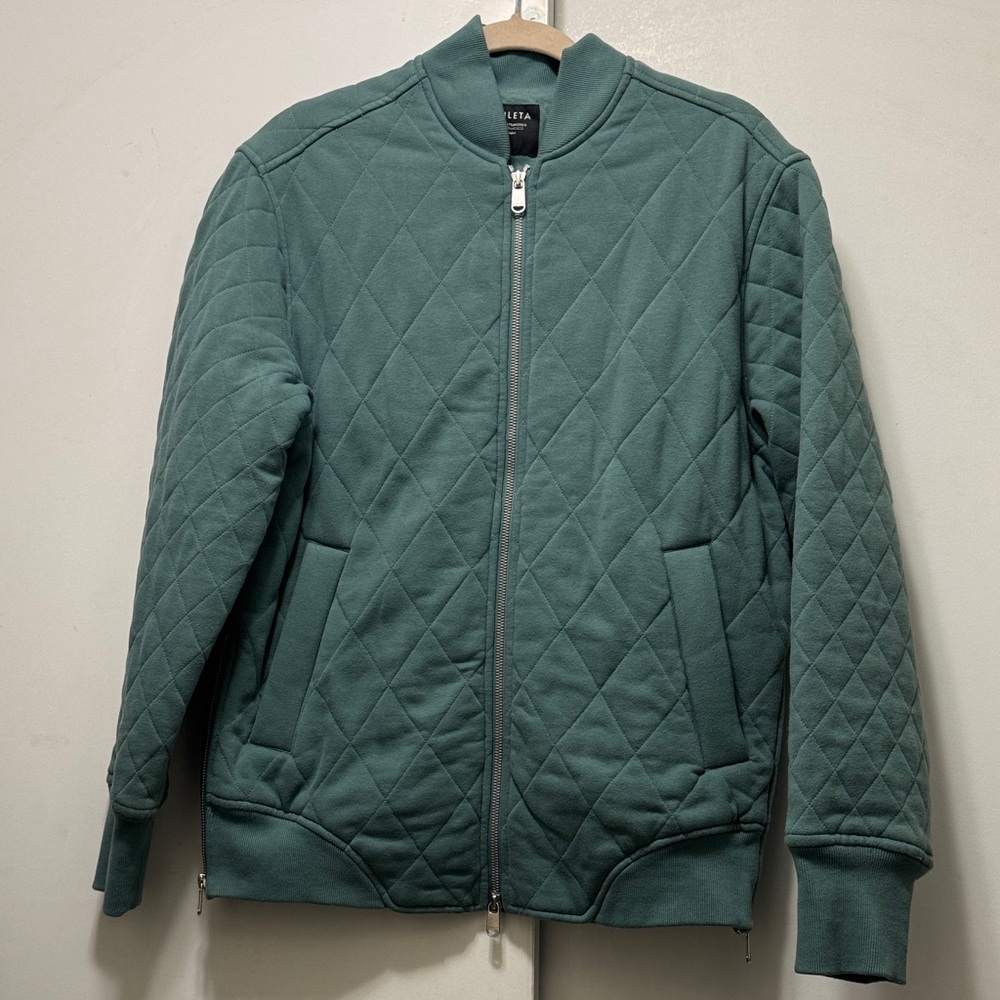 Athleta Quilted Teal Bomber Jacket